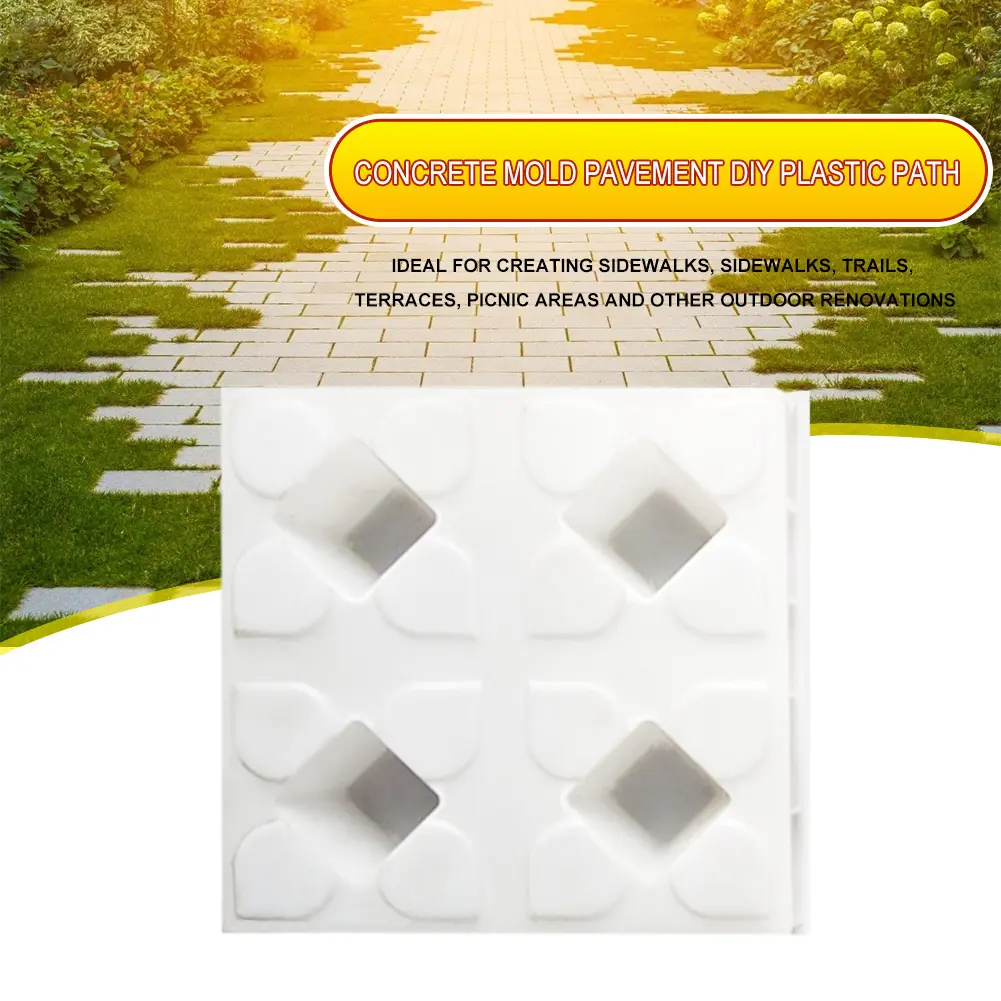 2PCS DIY Garden Pavement Mold Walking Road Pathway Cement Brick Stone Concrete Mould Plastic Brick Mold Paving Tools 25X25X6cm