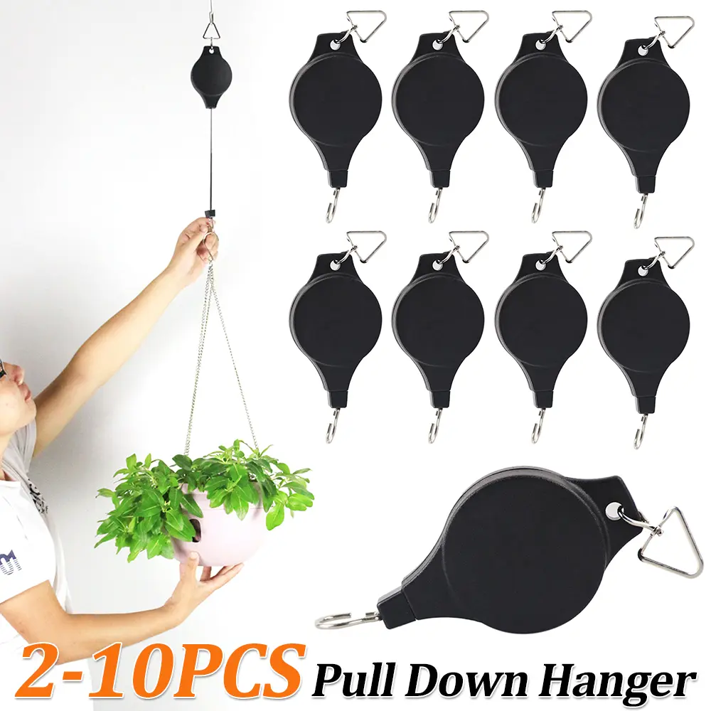 2-10PCS Plant Hook Pulley Retractable Plant Hanger Easy Reach Hanging Flower Basket for Garden Baskets Pots and Birds Feeder