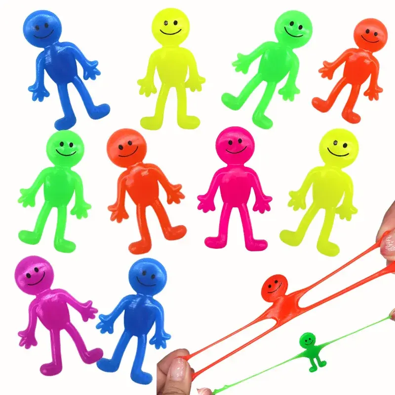 5PC Fun Sticky Stretching Smiling Face Little Man Pinch Toy Kids Birthday Party Favor Christmas Carnival Adult Gift