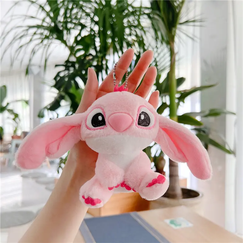 Hot Disney Plush Stuffed Toy Mini Purple Stitch Doll Lilo Cute Backpack Pendant Kawaii Keychain Decoration Birthday Gift