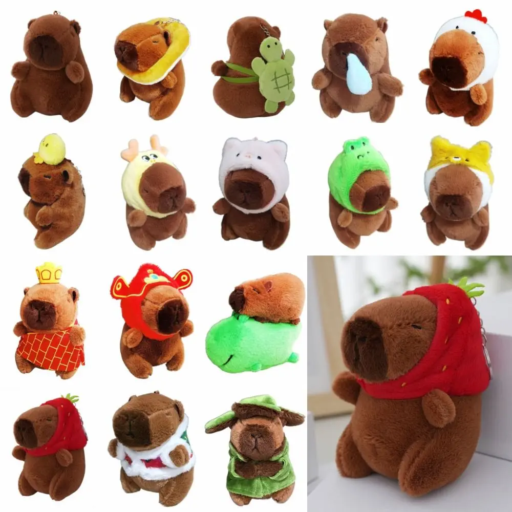 Cute Multicolor Plush Capybara Keychain Toy Cartoon Capybara Headgear Capybara Doll Accessories Guinea Pig Fluffty Animal Doll