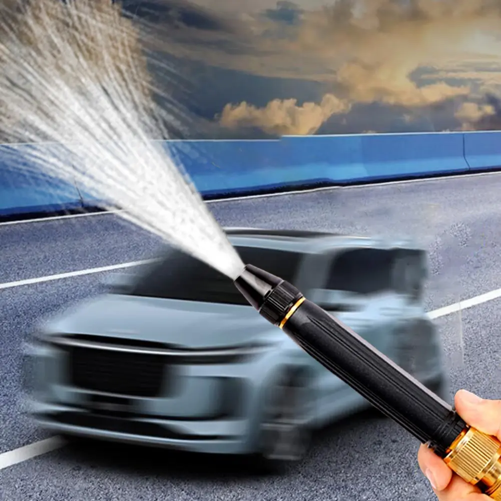 Black Pacifier Direct Spray Water Gun Adjustable Metal Car Wash Straight Nozzle 360 Rotary Switch Water Hose Sprayer