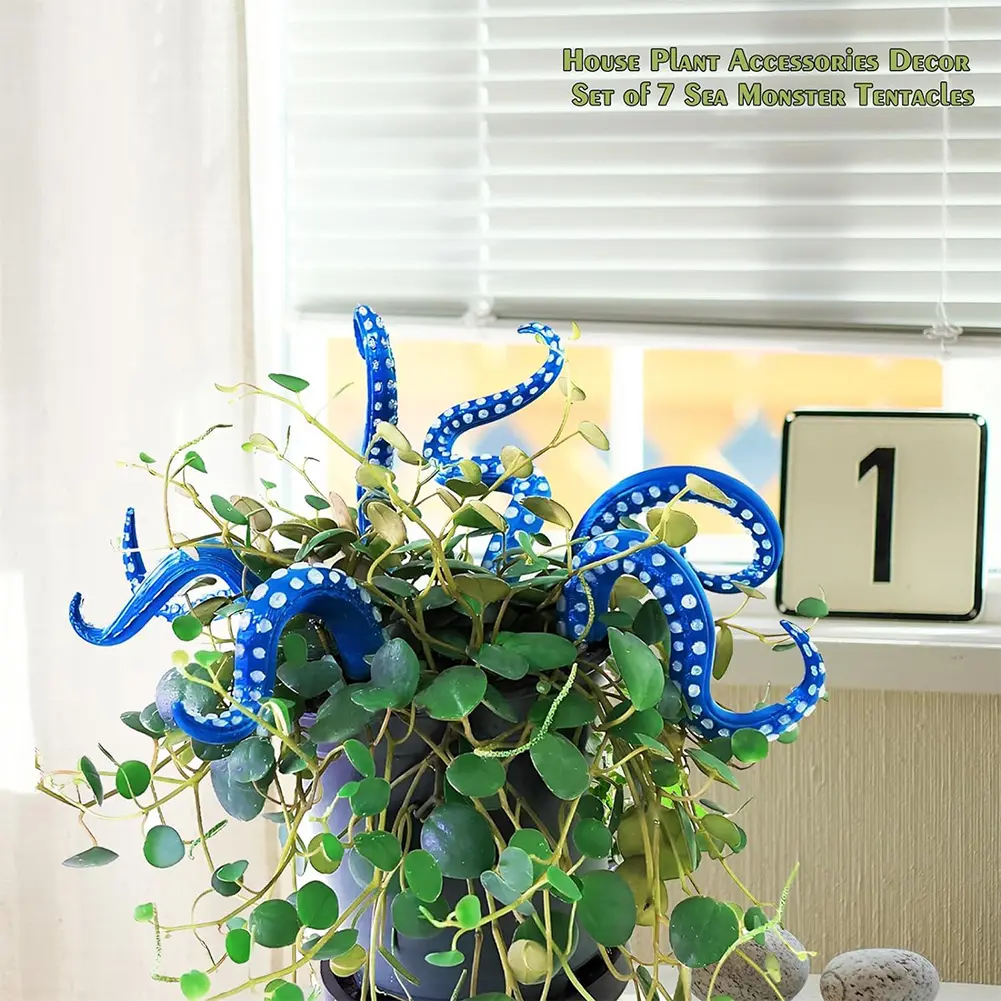 7Pcs Octopus Decorative Garden Stakes Glow in The Dark Octopus Tentacle Flower Pot Decoration Funny Halloween Plant Ornaments