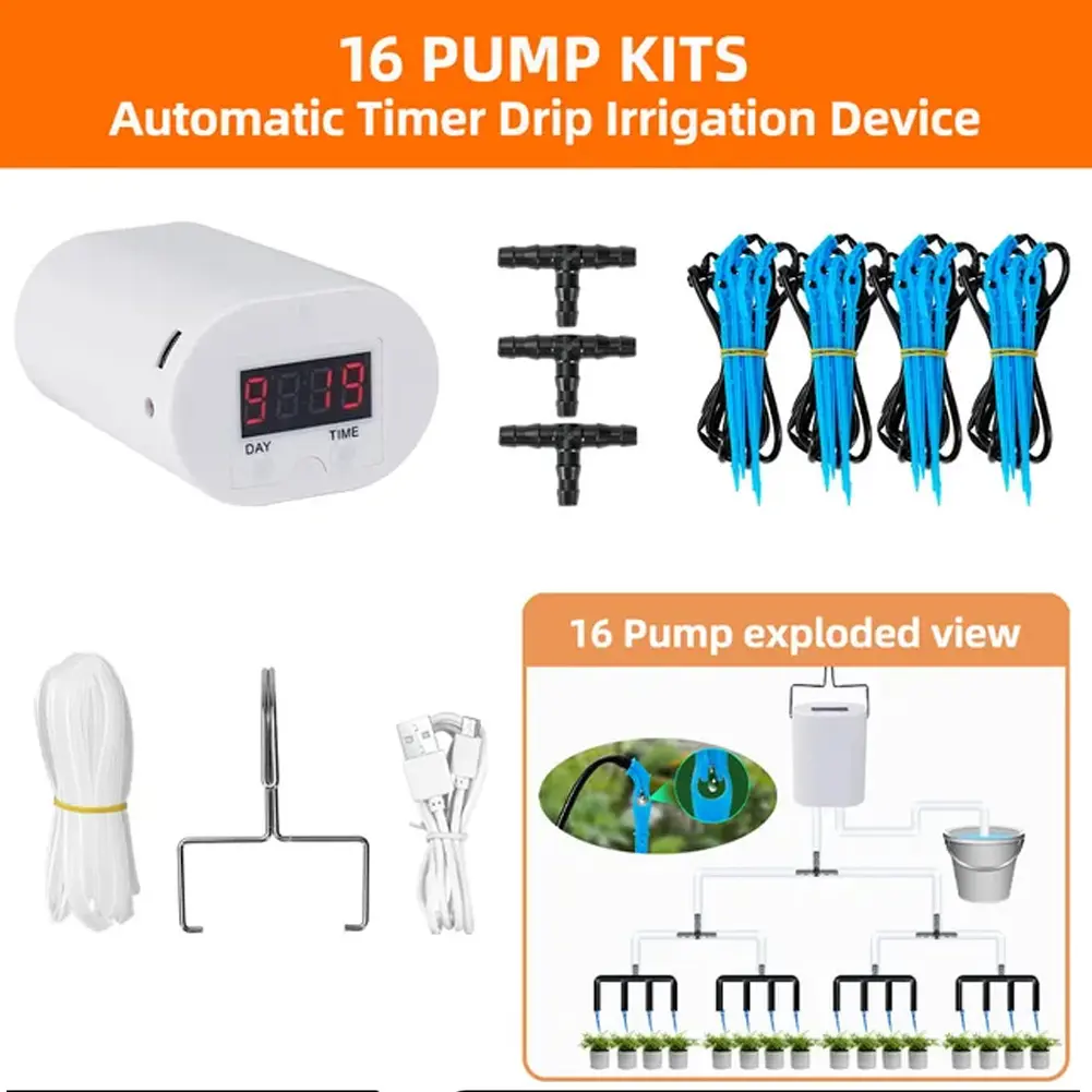 Flowers Plants Home Sprinkler Home Sprinkler Drip Irrigation Device 2/8/16 Heads Pump Indoor Plant Watering Device Garden Tool