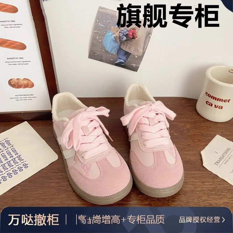 Girly Heart Children Embroidery Training Shoes Women 2025 Spring Baby Soft Casual Board Shoes Ins Fashion Gifts for Kids