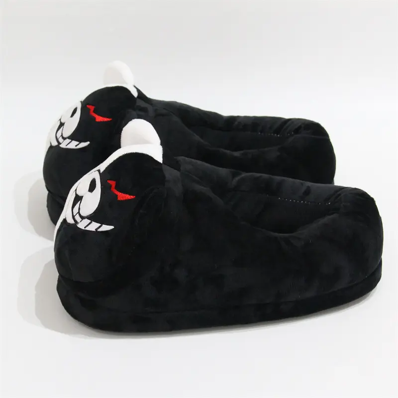 Monokuma Plush Slippers Game Anime Danganronpa Black White Women Stuffed Animal Home Cosplay Props Shoes Gift for Kids Children