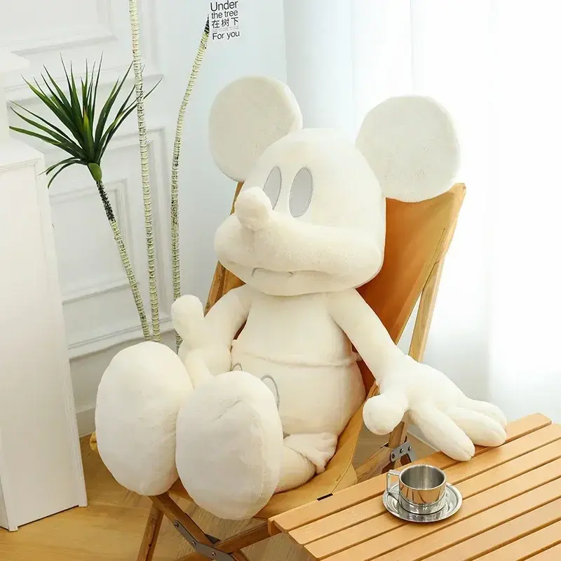 60-120cm Disney Black/White Mickey Mouse Stuffed Plush Doll Minnie Mouse Plushie Toys Cartoon Anime Birthday Xmas Gifts for Kids