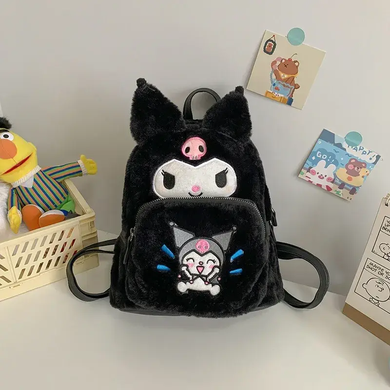 Sweet Hello Kitty Kuromi Anime Kawaii MINISO Ins Storage Bag Cute Cartoon My Melody Student  Backpack Female Gifts for Kids