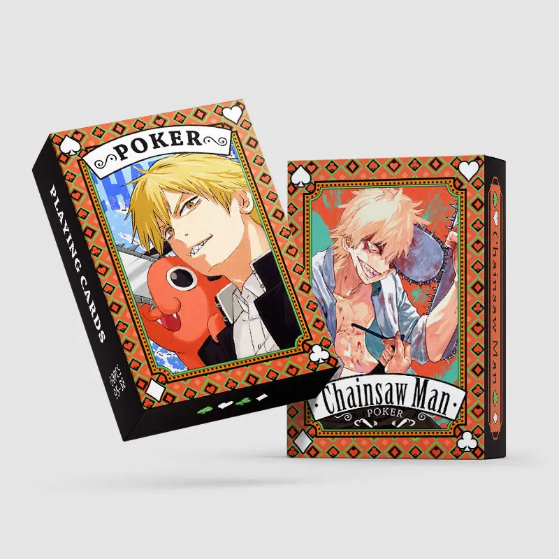 Anime Poker Toy Chainsaw Man Game Cards Pochita Denji Cosplay Hardcover Collection Gift