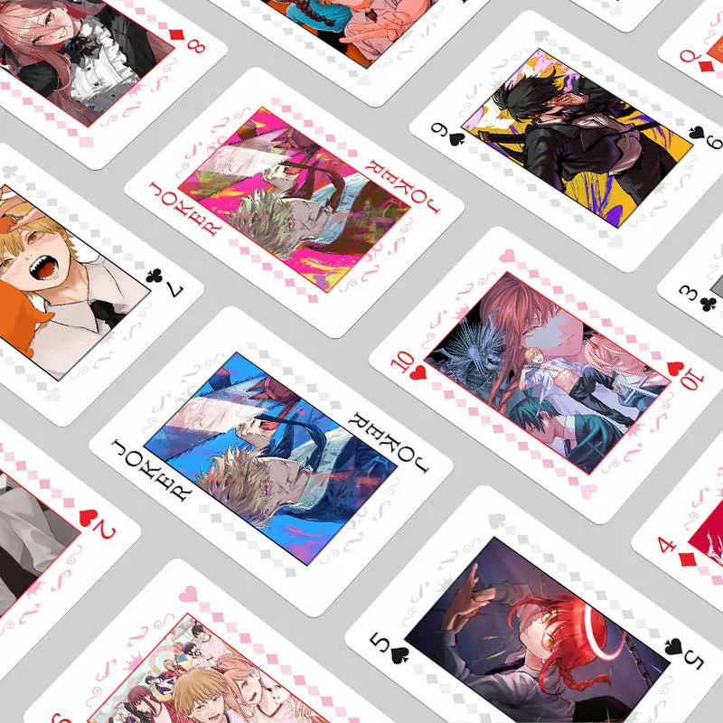 Anime Poker Toy Chainsaw Man Game Cards Pochita Denji Cosplay Hardcover Collection Gift