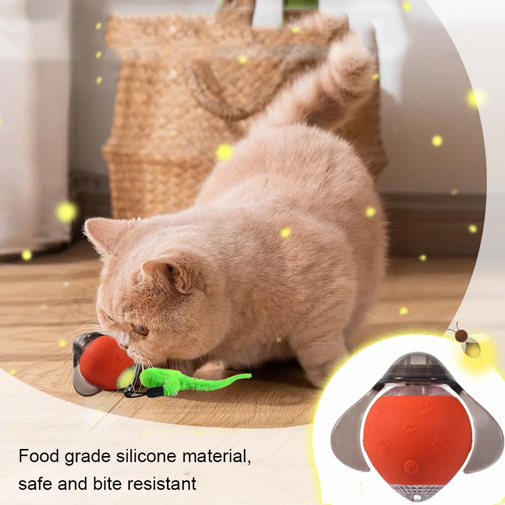 Interactive Cat Ball Rechargeable Smart Automatic Cat Rolling Ball with 3 Play Modes& Flapping Wings & Bell for Bored Indoor Cat