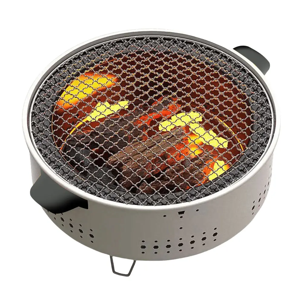 Round Barbecue Stove Portable Charcoal Fire Stove Multifunctional Barbecue Grill Stove for Outdoor Camping Picnic Travel