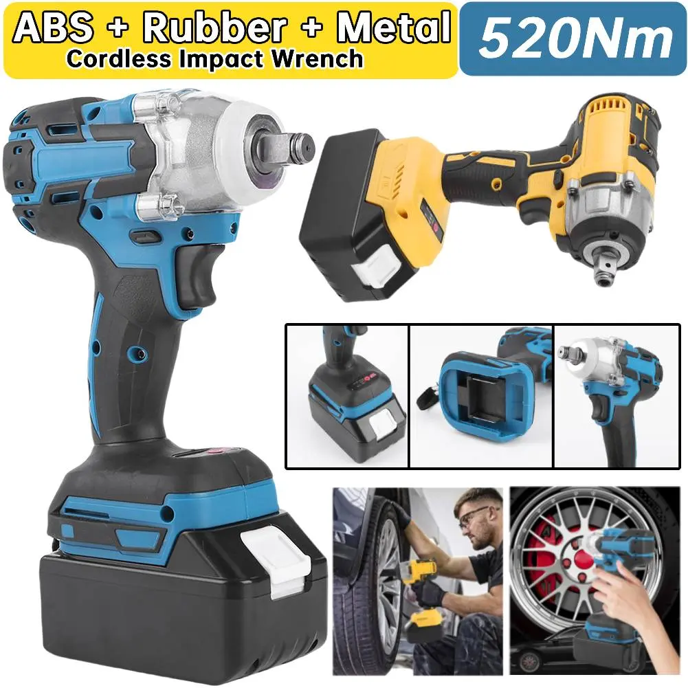 For 21V Makita Battery 520Nm Cordless Impact Wrench W/ Battery and Charge Brushless Electric Wrench Hand Drill Socket Power Tool