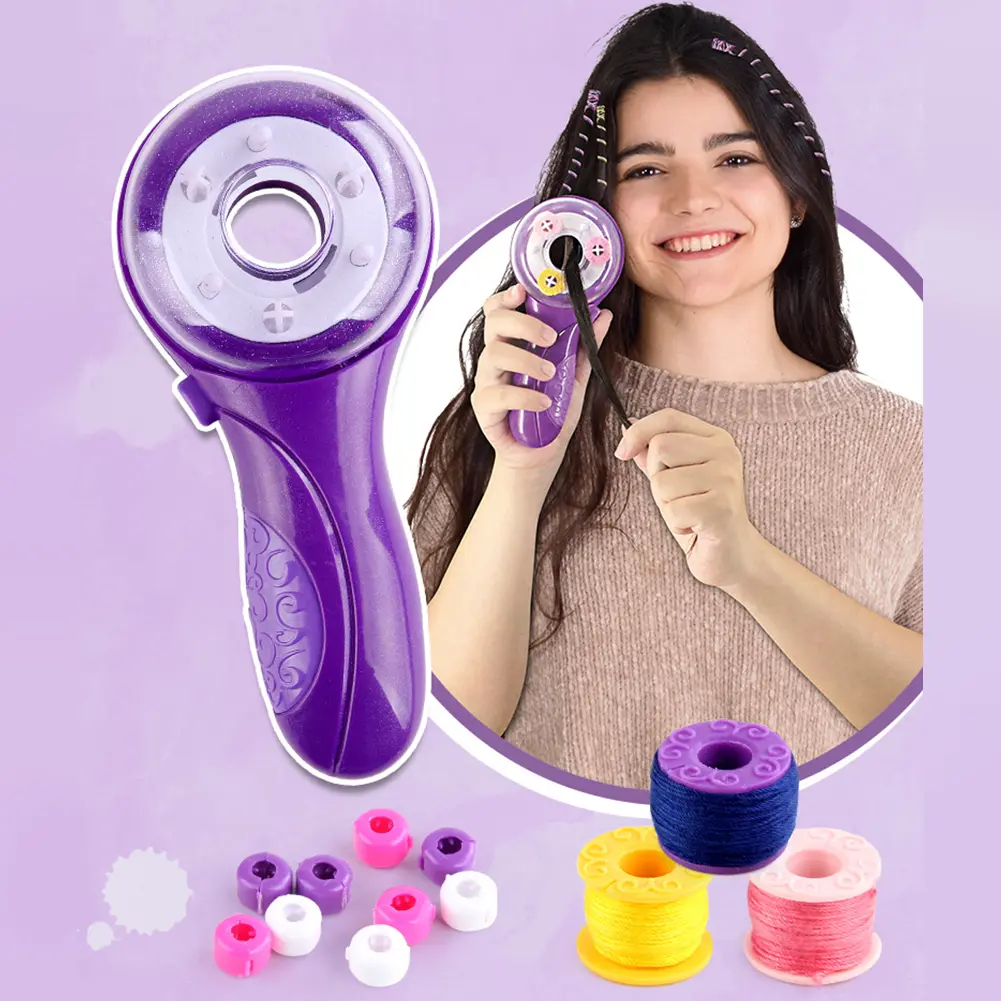 Hair Braider Machine Electric Hair Braider Styling DIY Tool with Hair Hook Rubber Band Twister Hairstyle Tools Kit Child Gifts
