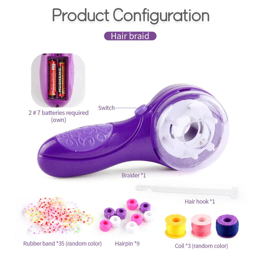 Hair Braider Machine Electric Hair Braider Styling DIY Tool with Hair Hook Rubber Band Twister Hairstyle Tools Kit Child Gifts