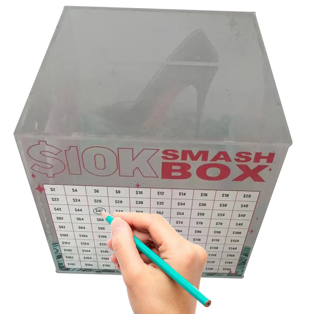 10K Clear Smash Box Acrylic Money Saving Box Detachable Transparent Money Box Multi-Function Cubic Coin Bank for Boys and Girls