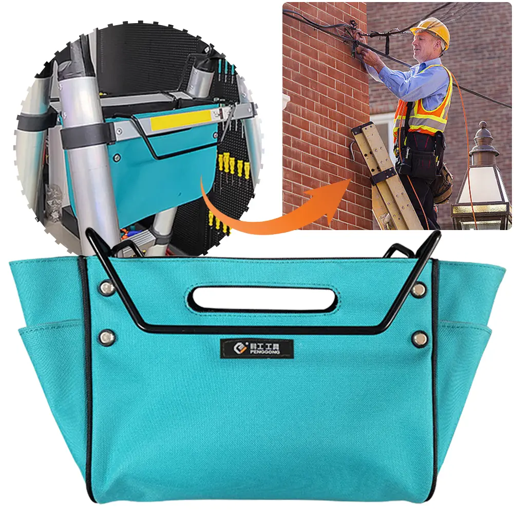 Telescoping Ladder Tool Bag Tool Multifunctional Hanging Bag Oxford Cloth Portable Storage Bag with Side Pockets Electrician Bag