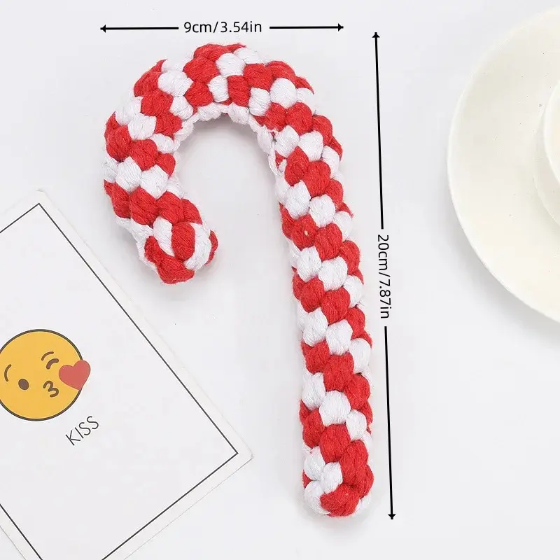 Christmas Dog Toy Pet Cotton Rope Knot Interactive Dog Toys Ball for Puppy Dogs Large Dogs Toothbrush Chew Dog Accessories