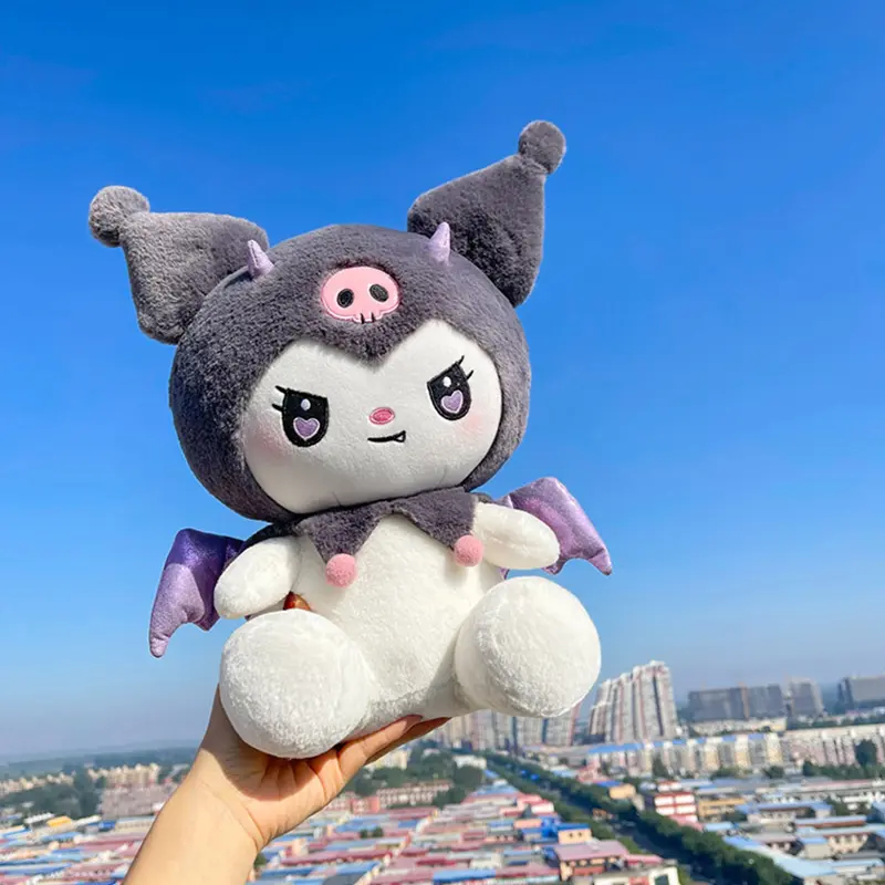 Dark Demon Kuromi and Angel Melody Plush Toy Girls Sanrio Soft Plushies Stuffed Animal Doll Gifts for Kids