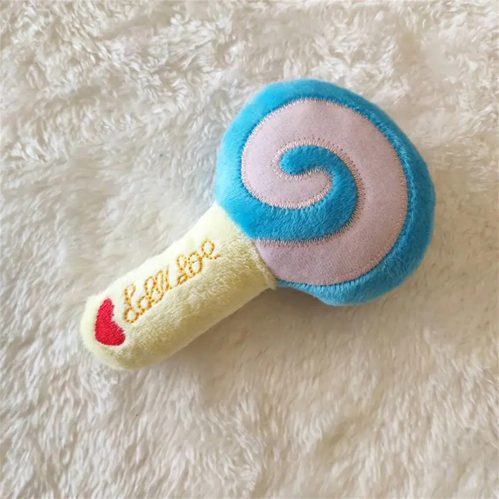 Dog Toys Plush Chew Toys for Small Medium Dogs Puppy Cute Lollipop Shape Squeaky Toy Pet Supplies