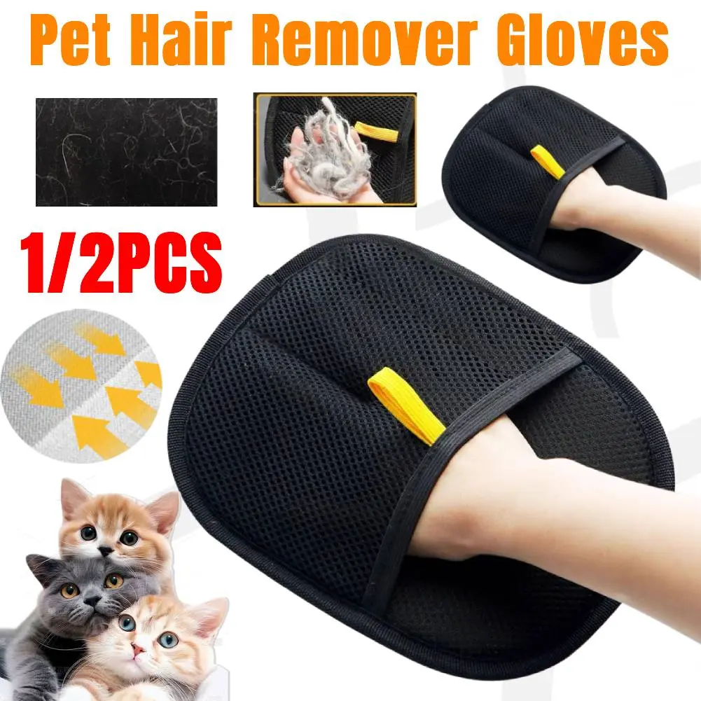 1/2 Pcs Hair Remover Glove Double-Sided Fur Gloves Efficient Pet Hair Remover Brush Tools For Dog Cat Grooming Soft Brush Remove