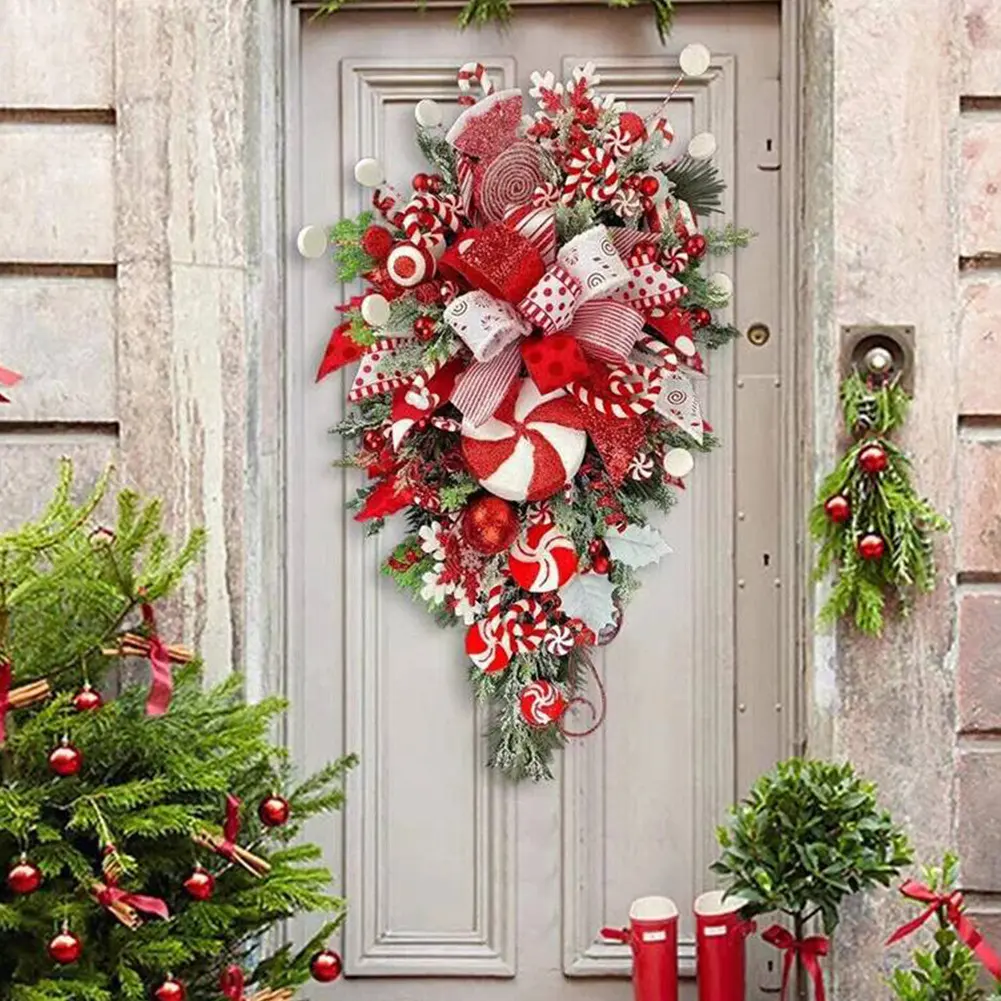 Christmas Wreath Candy Upside Down Tree Garland Upside Down Artificial Christmas Tree Christmas Swag for Front Door