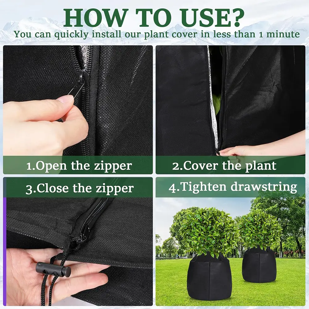 2 Pcs Frost Protection Bags Thermal Pot Protection 50 X 45 Cm Winter Pot Protector Anti-freeze Cover for Potted Plants Keep Warm