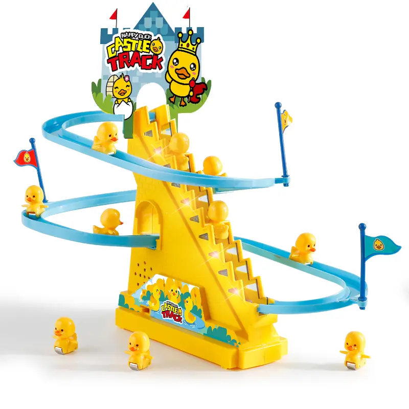 Little Duck Climbing Stairs, Cute Baby Electric Singing Toy, Kids Interactive Early Education Animal Duck Slide Holiday Gift