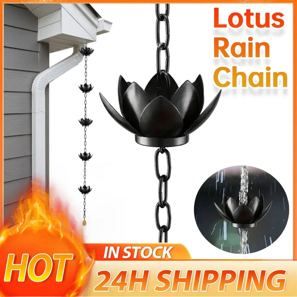 120CM Lotus Rain Chain Outdoor Garden Hanging Rain Catcher Cups Rain Catcher Chain Decor Giftfor Home Gutters Downspouts Outside
