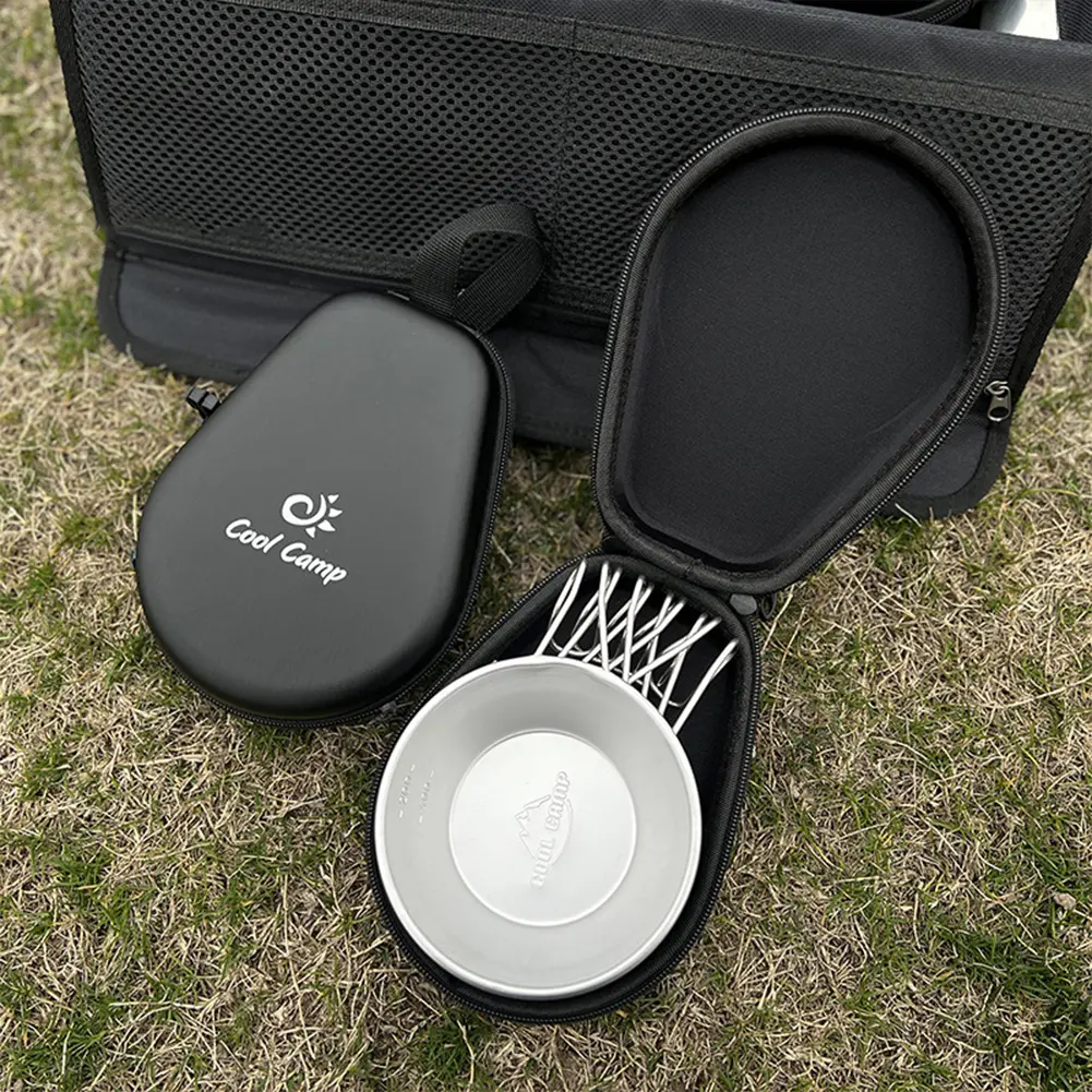 Camping Tableware Storage Bag Shockproof Outdoor Cutlery Box Wear-Resistant Portable Tableware Carrying Case for Outdoor Cooking