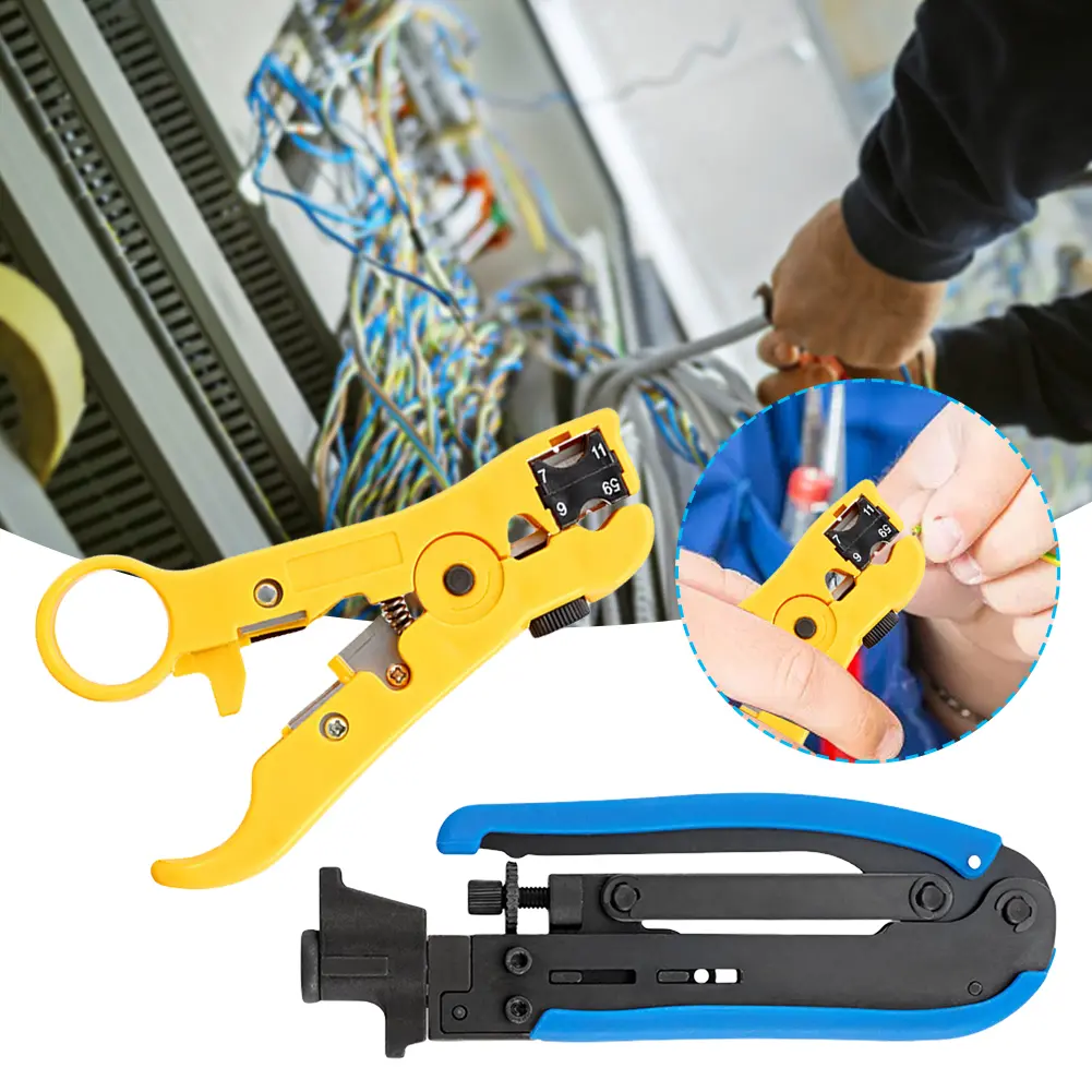 Coaxial Compression Tool Kit Wire Stripper Coaxial Cable Stripper Adjustable Coaxial Cable Crimper Suitable for RG6 RG59 RG11
