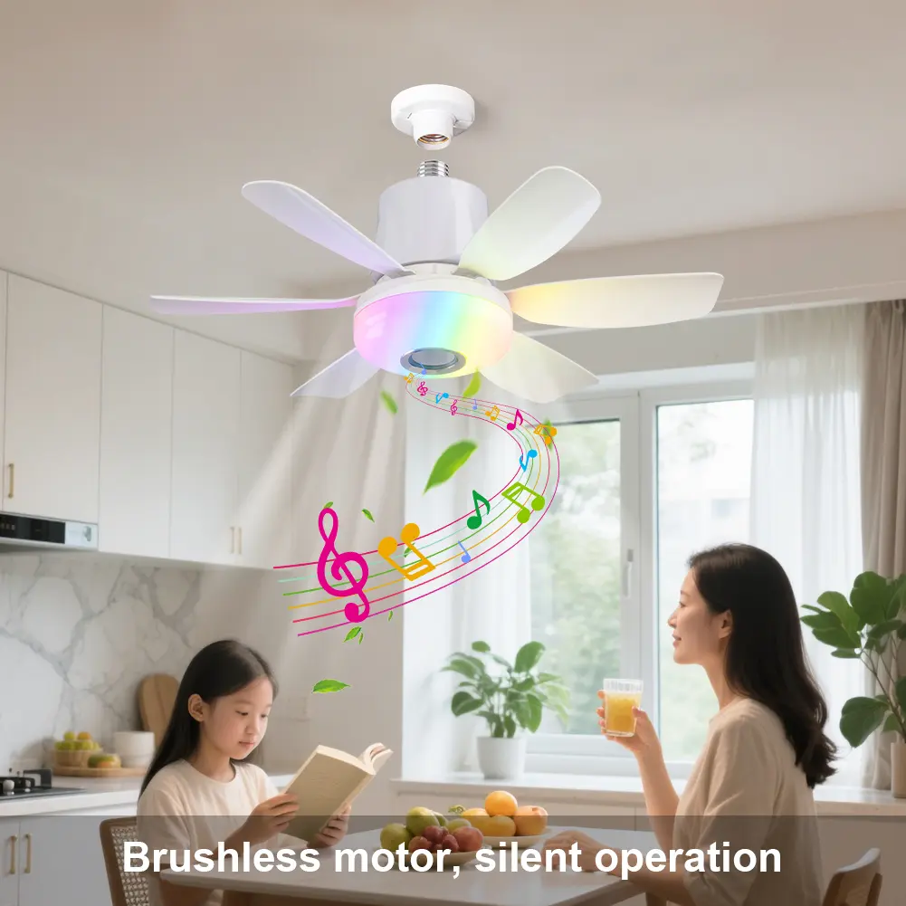 Socket Fan Light with Remote Socket Ceiling Fan Adjustable Wind Speed LED Light Fan Timing Wireless Fan for Living Room Bedroom