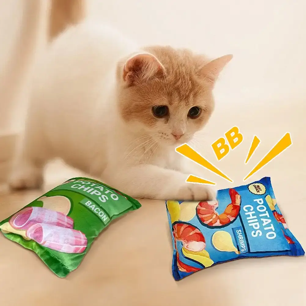 Potato Chip Bag Funny Dog Toys Plush Squeaker Food Toy for Small Medium Dogs Interactive Squeaky Chew Puppy Toys