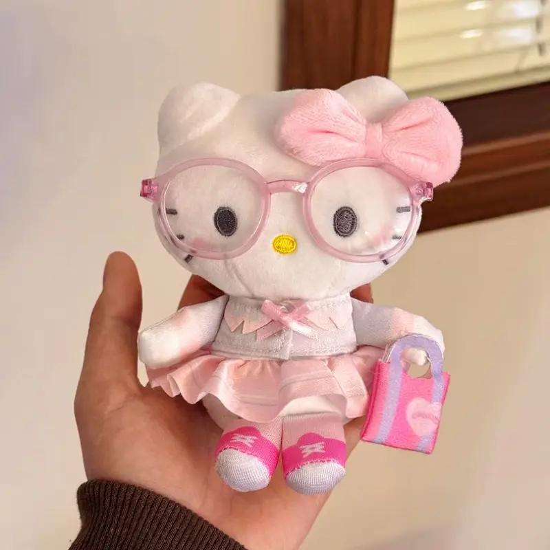 Cartoon Sanrio Hello Kitty Jk Uniform Plush Stuffed Toys Pendant Keychain Cute Girl Glasses KT Cat Doll Decoration Holiday Gifts