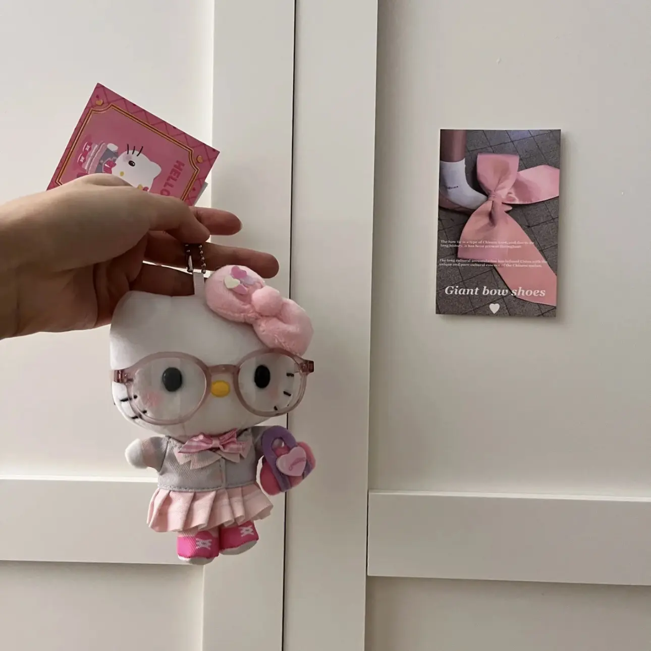 Cartoon Sanrio Hello Kitty Jk Uniform Plush Stuffed Toys Pendant Keychain Cute Girl Glasses KT Cat Doll Decoration Holiday Gifts