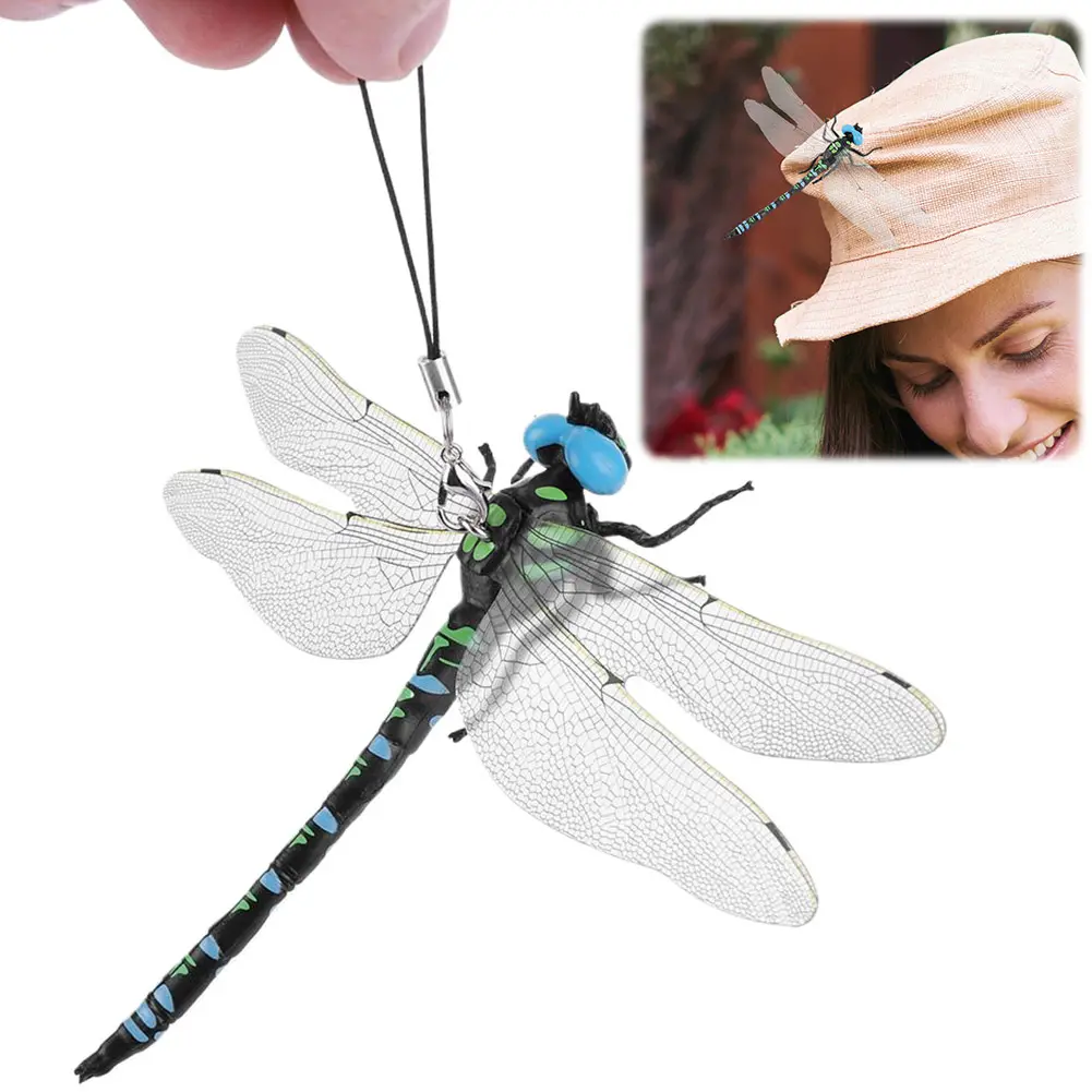 3D Artificial Dragonfly Hat Clip Bug Repellent Dragonfly Clip Clip-On Dragonfly Fly Deterrent Garden Ornaments Patio Decoration