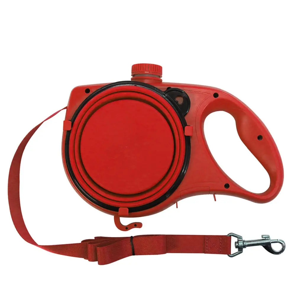 Three-In-One Outdoor Portable Pet Leash Retractable Dog Leash Dog Walking Leads with Water Bottle & Food Bowl for All age Dogs