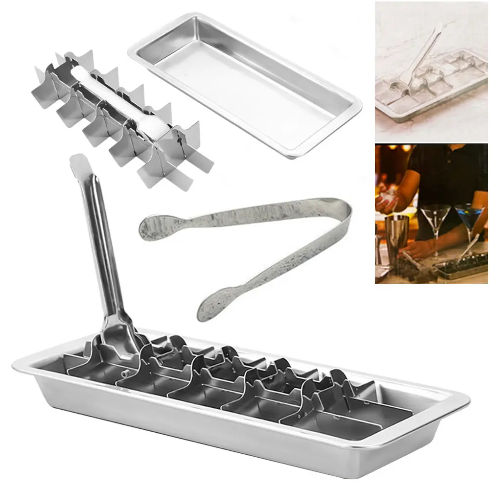 Stainless Steel Ice Cubes Tray 18-Slot Metal Ice Cubes Tray with Easy Release Handle Ice Cubes Mold for Freezer