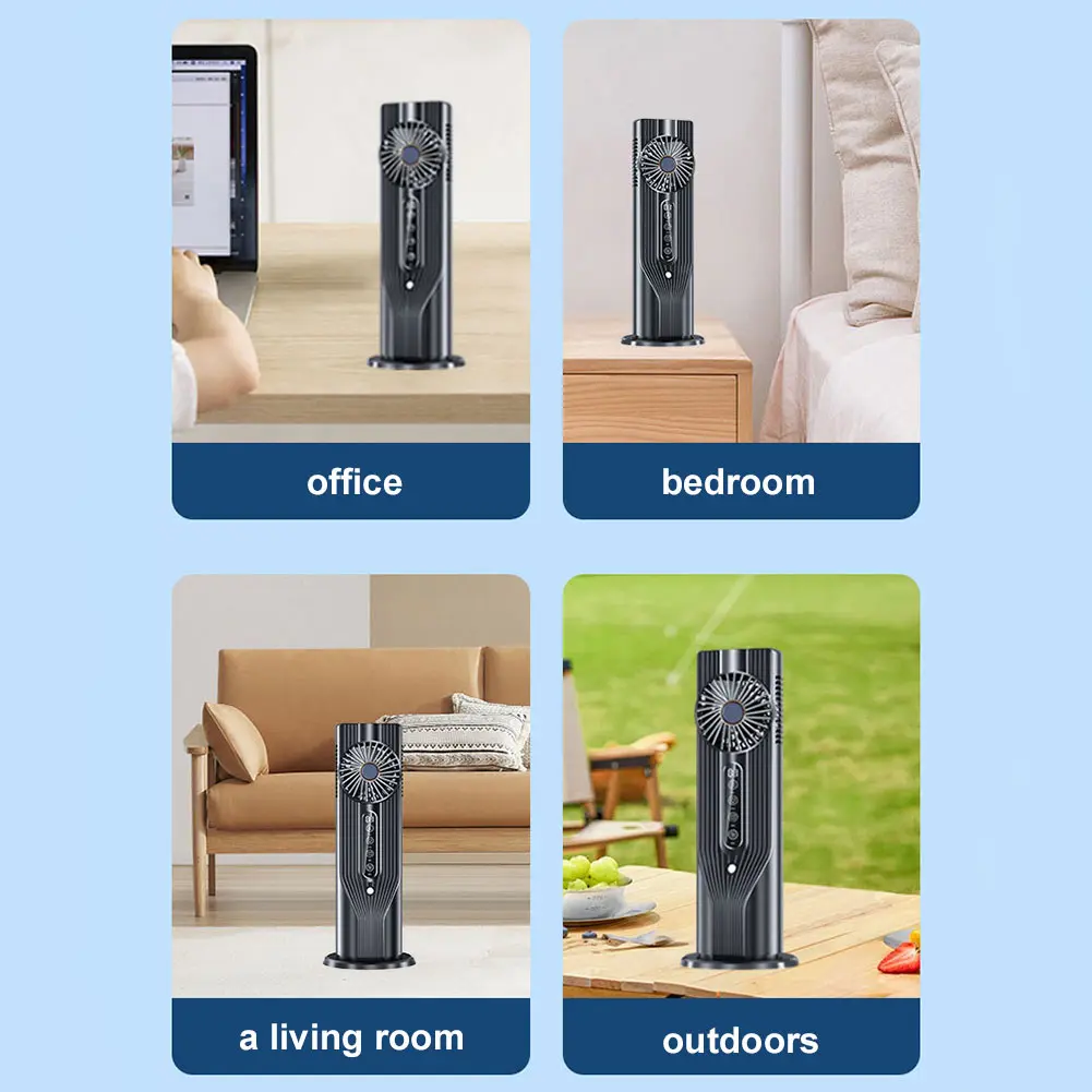 Portable Tower Fan USB Water Cooling Fan Air Conditioner Fan w/ 6 Wind Speed & Mist Personal Fan for Bedroom Living Room Office