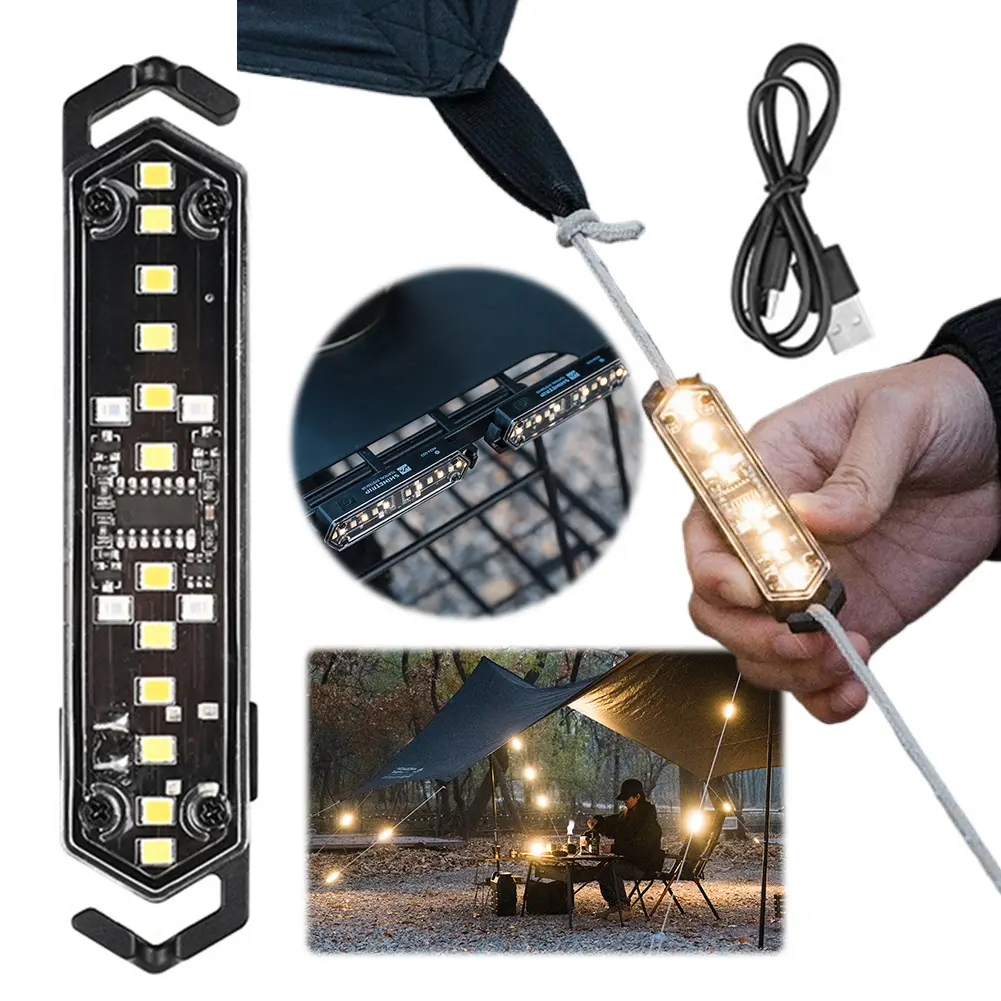 Wind Rope Buckle Light Type-C Charging Tent String Lamp IPX4 Waterproof Wind Rope Decoration Light for Outdoor Camping Picnic