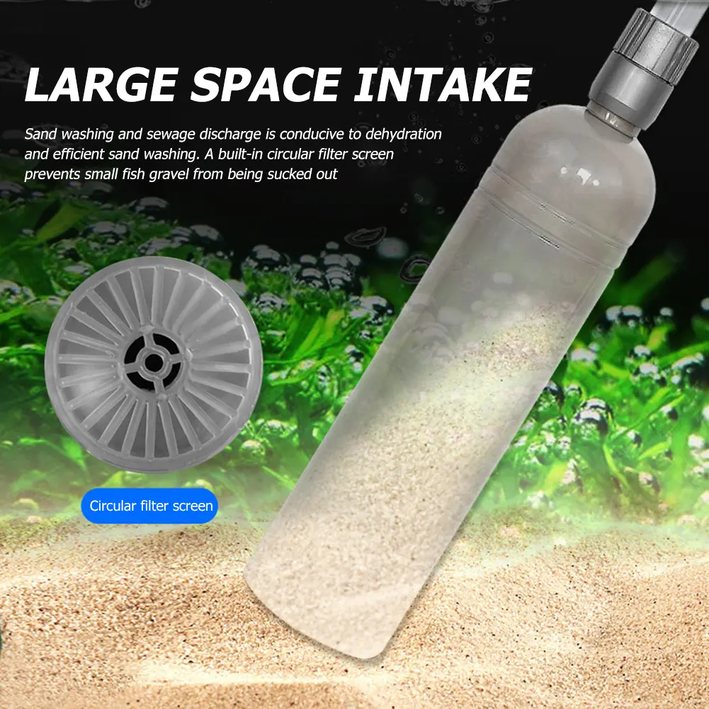 Handheld Aquarium Gravel Cleaner with Filter Nozzle Manual Water Changer Removable Water Changer Air Pump Cleaning Accessories