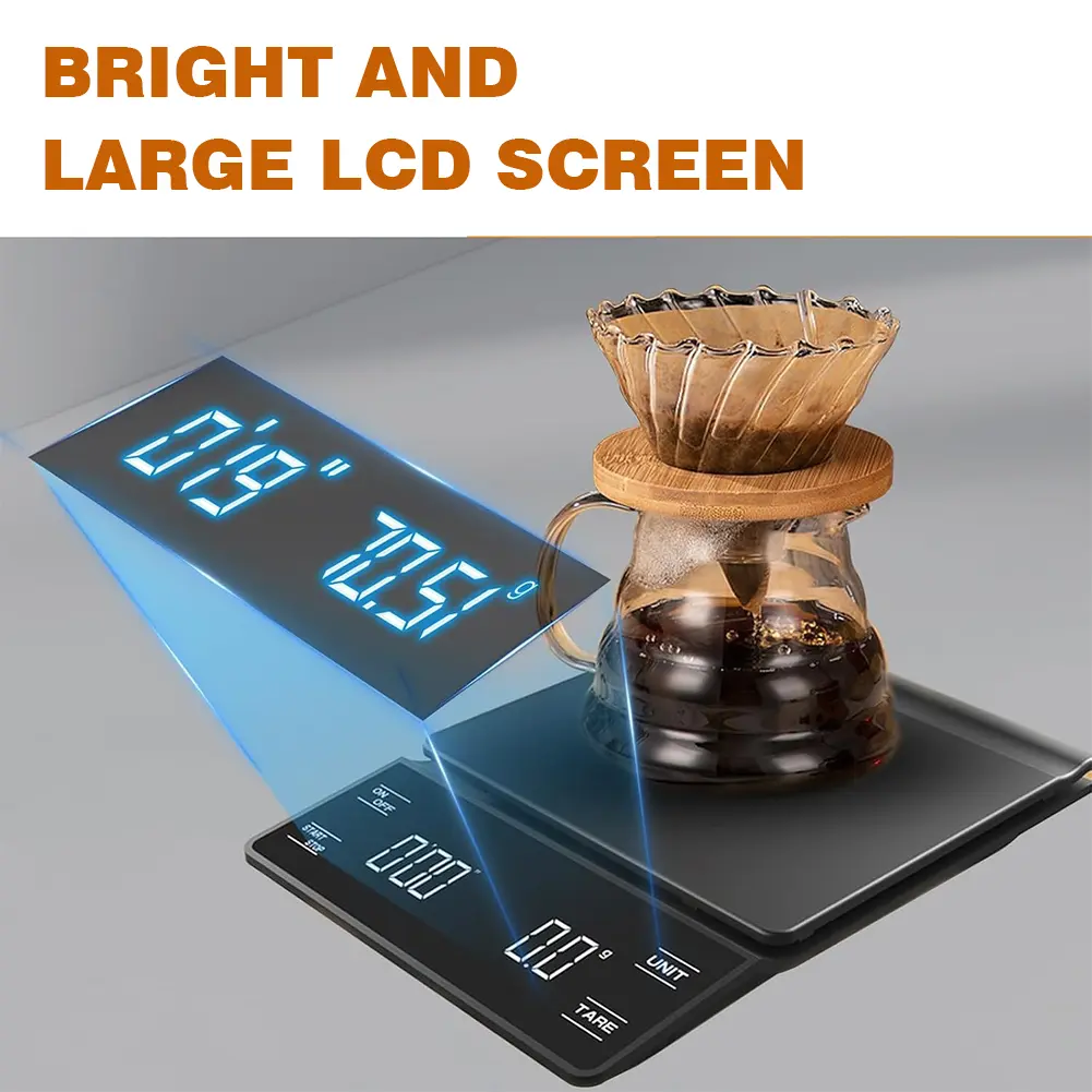 Digital Coffee Scale with Timer 3kg/0.1g Digital Kitchen Food Scale Back-Lit LCD Display Electronic Scale for Pour Over Coffee