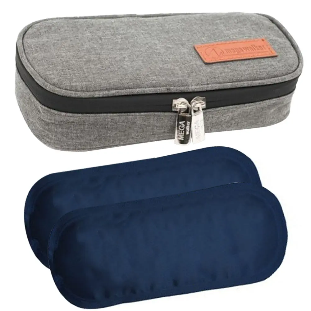 Insulin Cooler Bag with 2 Ice Packs Portable Medication Cooler Bag Insulated Diabetic Bag Insulin Cooler Travel Case Cooler Box