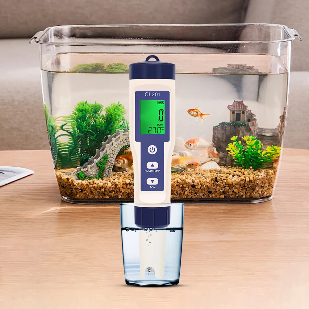 2 In 1 Intelligent Chlorin Meter Auto Calibration CL/TEMP Test Meter Multi-Purpose Water Test Pen for Swim Pool Water Tester