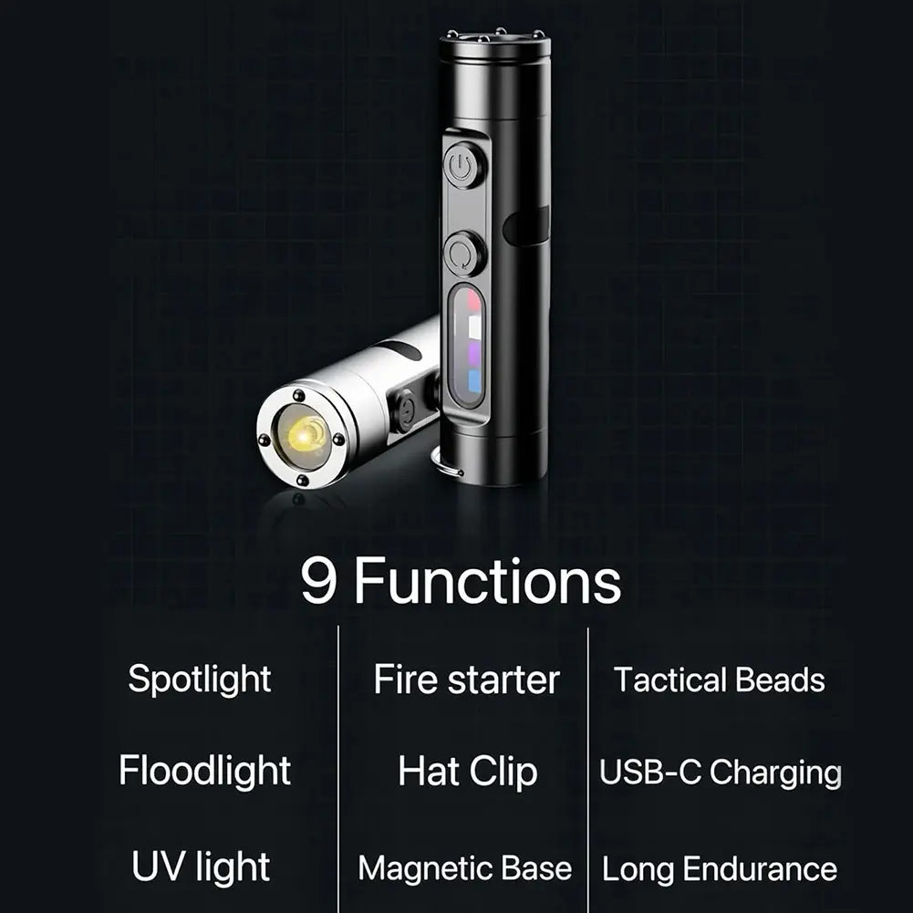 LED Micro Tool Flashlight with Hat Clip Portable Torch 3 Brightness Super Bright Mini Flashlight for Outdoor Hiking Emergency
