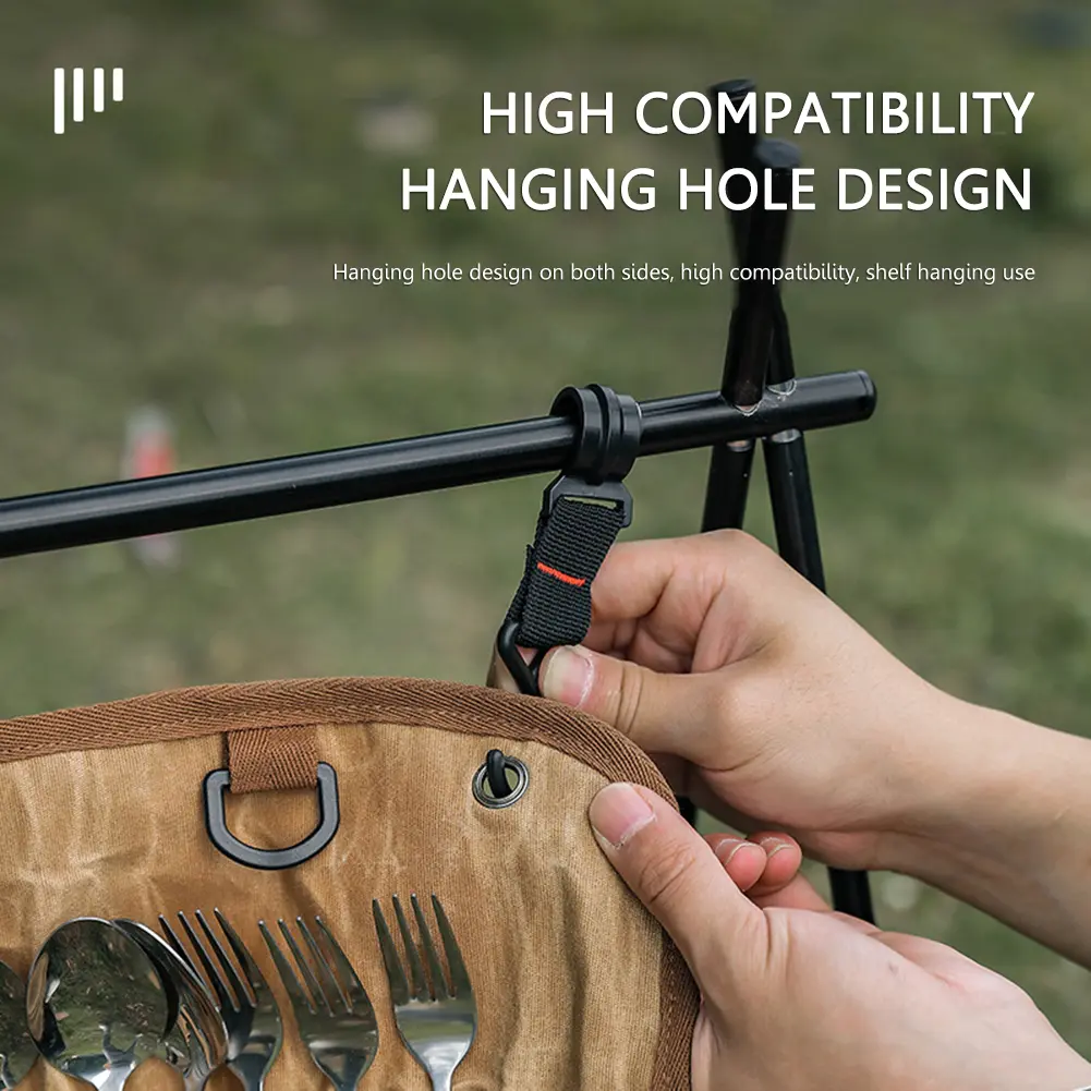 Classified Storage Tableware Roll Up Pouch Bag Space Saving for Travel Camping Hiking BBQ Spoon Chopsticks Fork Pouch