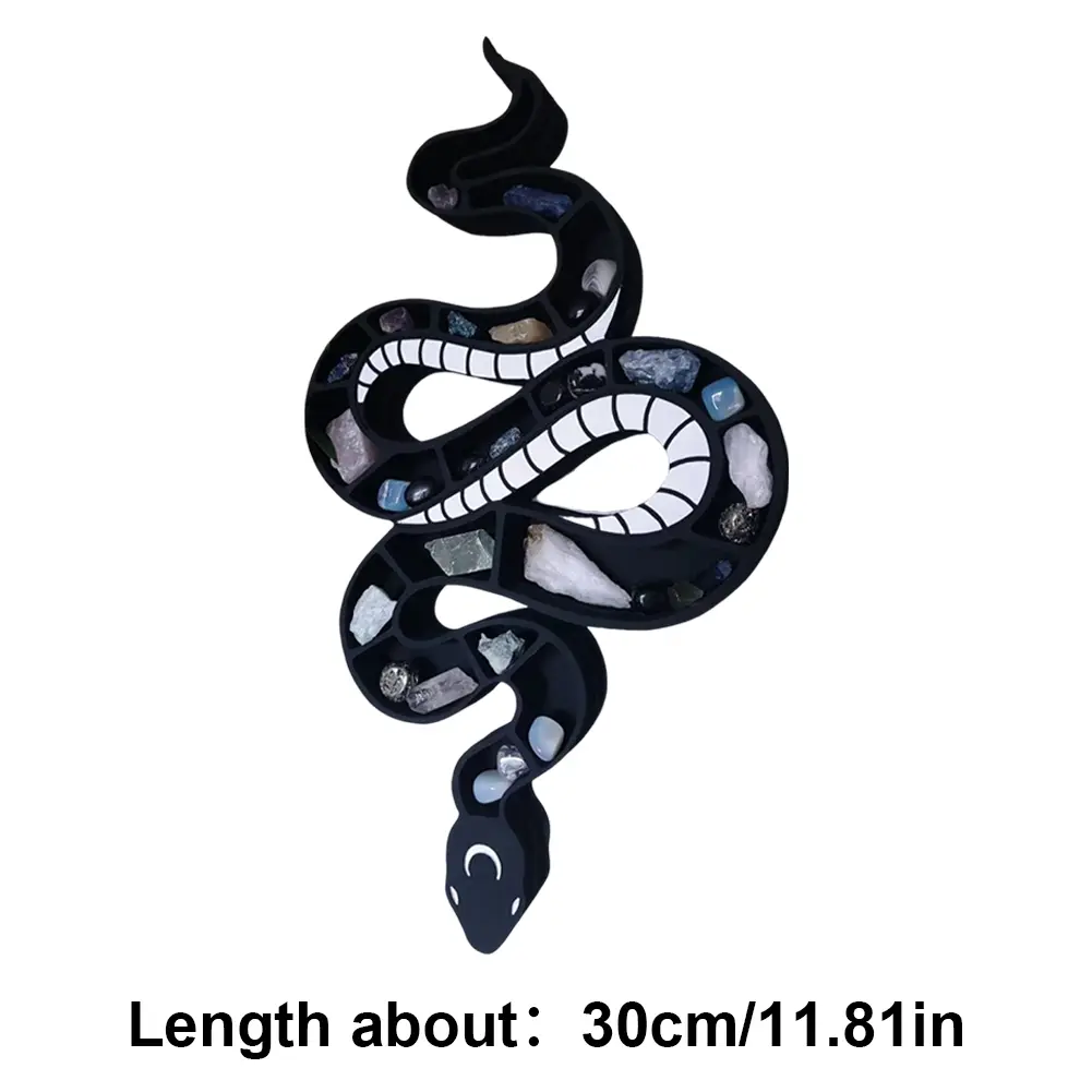 Wooden Snake Shape Crystal Storage Rack Crystal Display Shelf Mineral Rocks Storage Ornament for Home Decoration