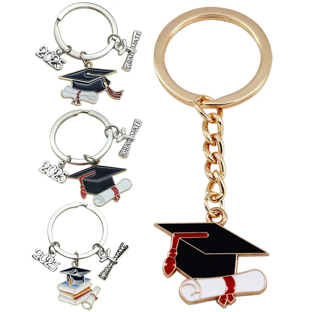 2025 Graduation Gown Cap Keychain Graduation Party Favors Charms Student Bag Hanging Pendant Key Holder Graduation Ceremony Gift