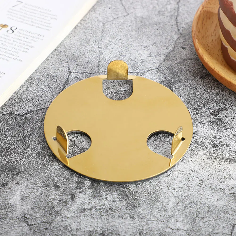 6Pcs Stainless Steel Coasters Gold Cup Coasters Set with Holder Round Cup Coasters Non Slip Heat-Resisitant Metal Cup Coasters