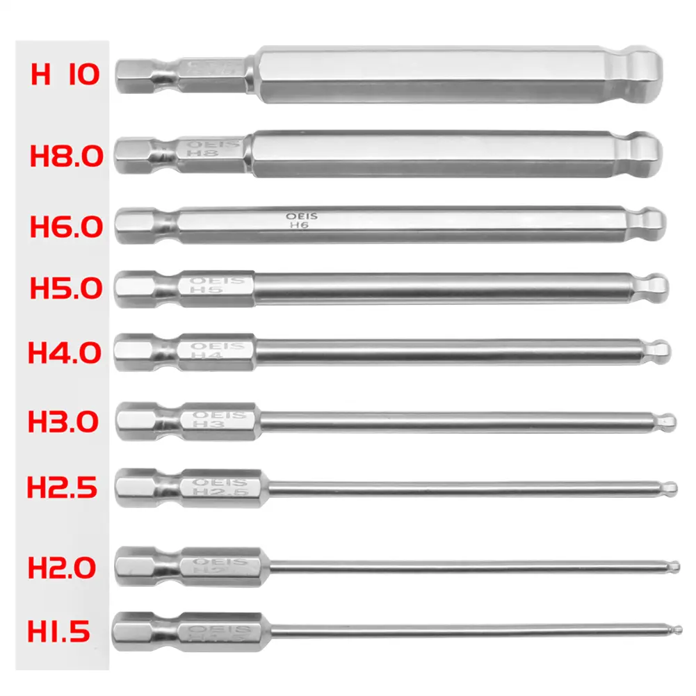 9pcs Magnetic Hex Head Allen Wrench Drill Bit Set Ball End Hex Screwdriver Bits Set 1/4 Inch Hex-Shank Ball Head Driver Bit